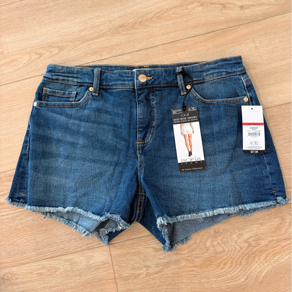 Sofia by Sofia Vergara Frayed Hem Jean Shorts